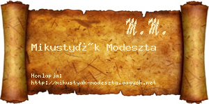 Mikustyák Modeszta névjegykártya